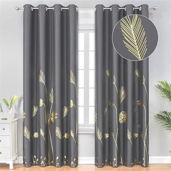 Blackout Curtains & Drapes 84 Inches Length 2 Panels Set for Living Room - Picture 7 of 7